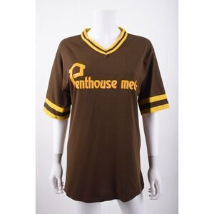 Vintage Don Alleson Womens Jersey Shirt Penthouse Meats Logo L Brown